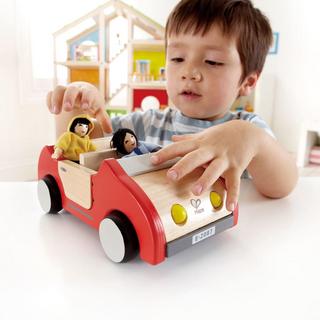 Hape  Puppenhaus Familienauto |Holzpuppenhaus Autospielzeug, Schiebeauto Ausstattung für Puppenhaus Möbelset 