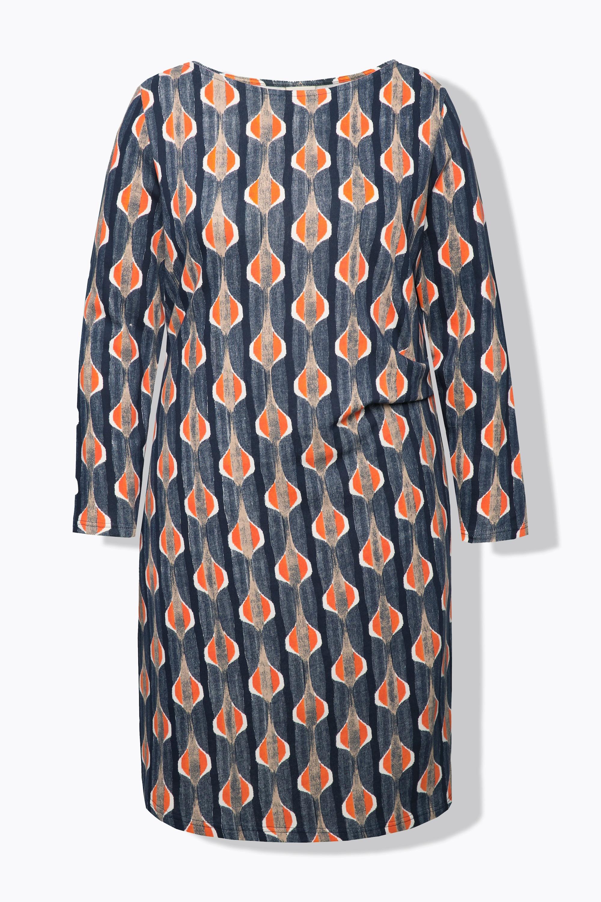 Ulla Popken Abito di felpa Scollo a barca Maniche lunghe Cotone biologico  