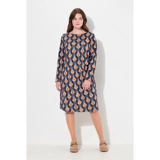 Ulla Popken  Robe en molleton de coton bio, encolure bateau et manches longues 