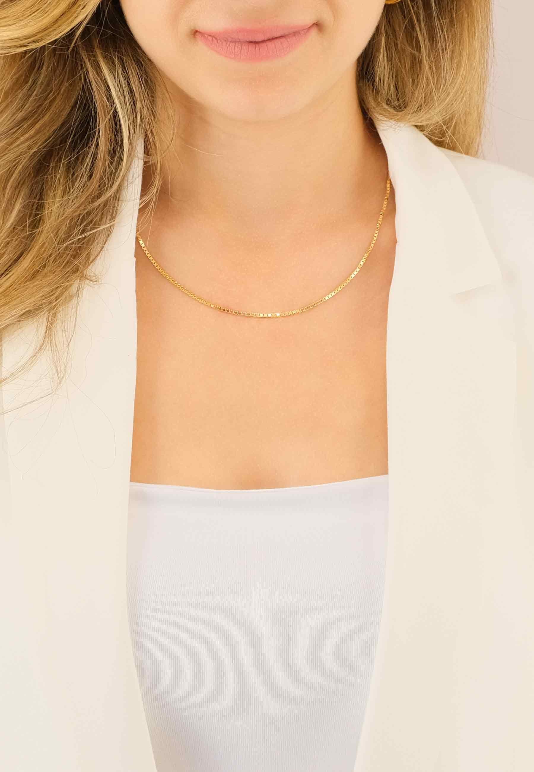 MUAU Schmuck  Collier or jaune chaine vénitienne 750, 1,6mm, 60cm 