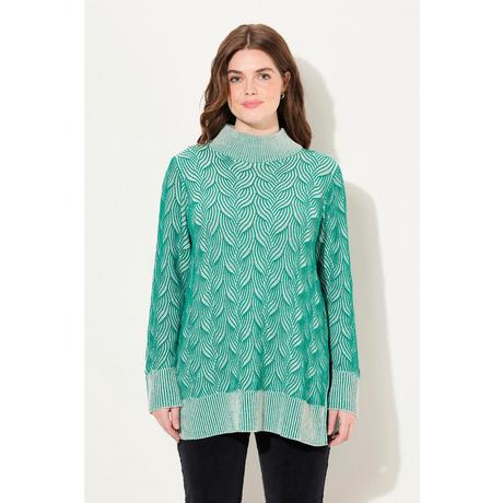 Ulla Popken  Maglione in cotone biologico con trecce e maniche lunghe 