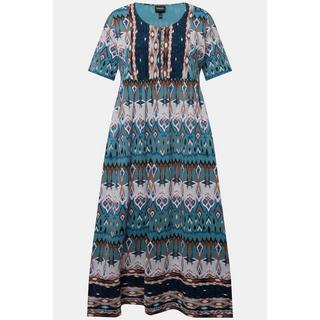 Ulla Popken Robe Maxi Col Rond Manches Courtes Ligne A  