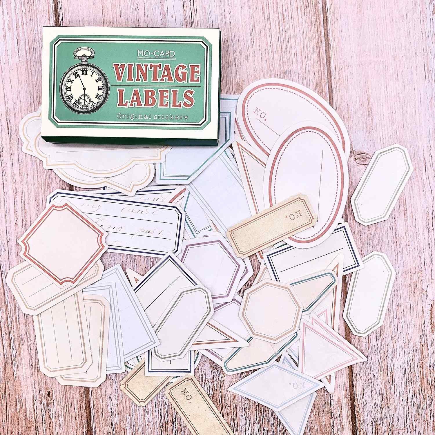 eStore 60x Aufkleberetiketten in Box, Vintage - Nr. 4  