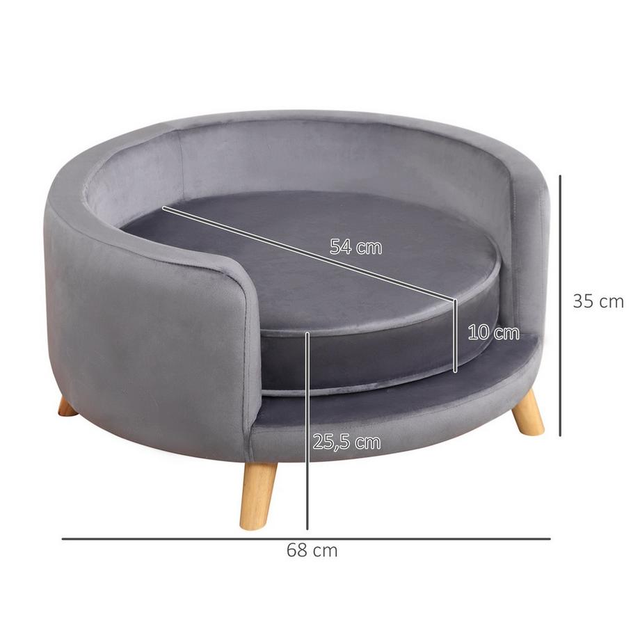 Northio  Haustiersofa Sofa für mittelgroße Hunde, erhöhtes Hundebett mit Holzrahmen, Grau, 68x68x35cm 