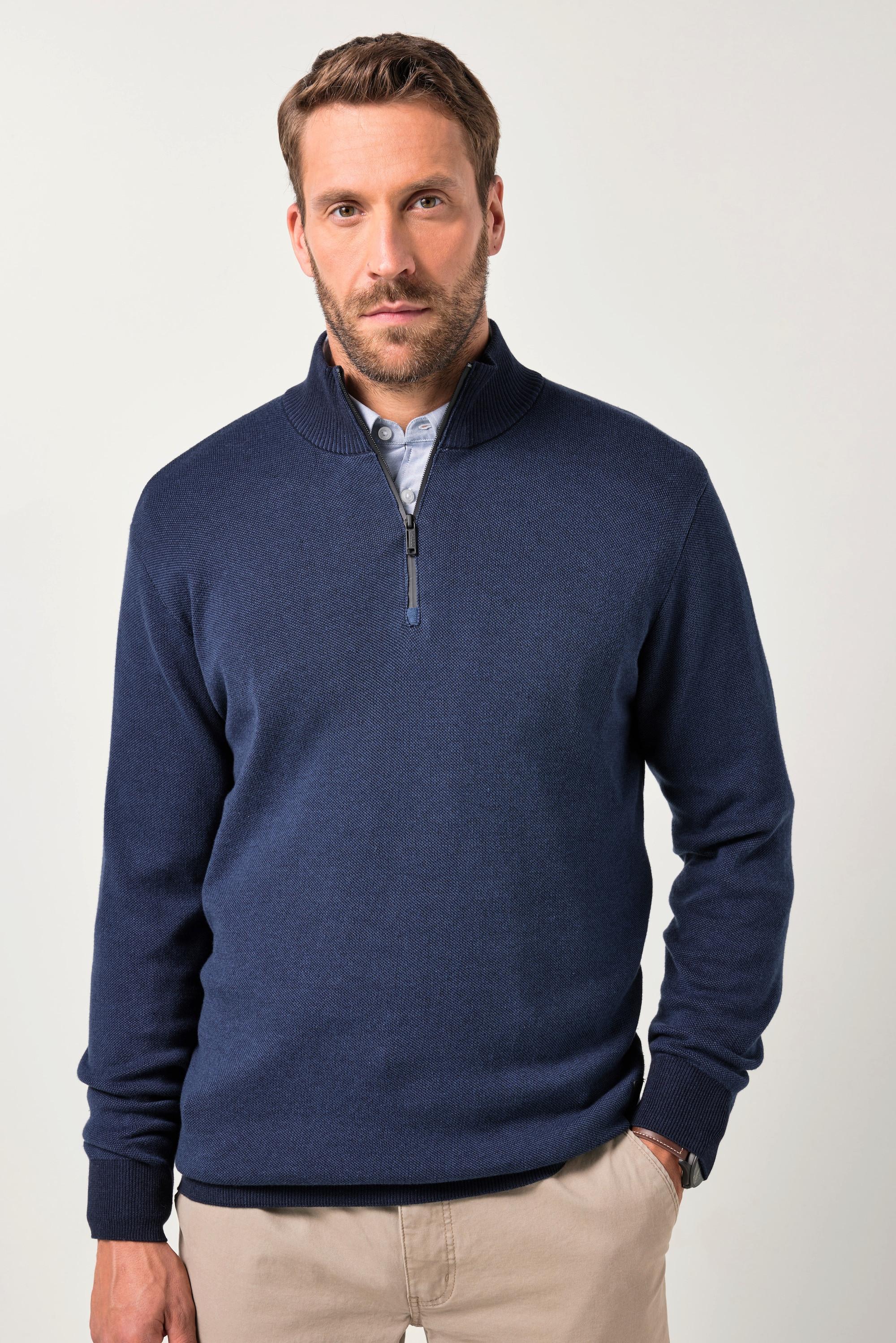 JP1880 Pull camionneur en maille Two-Tone CashmereTouch col zippé  