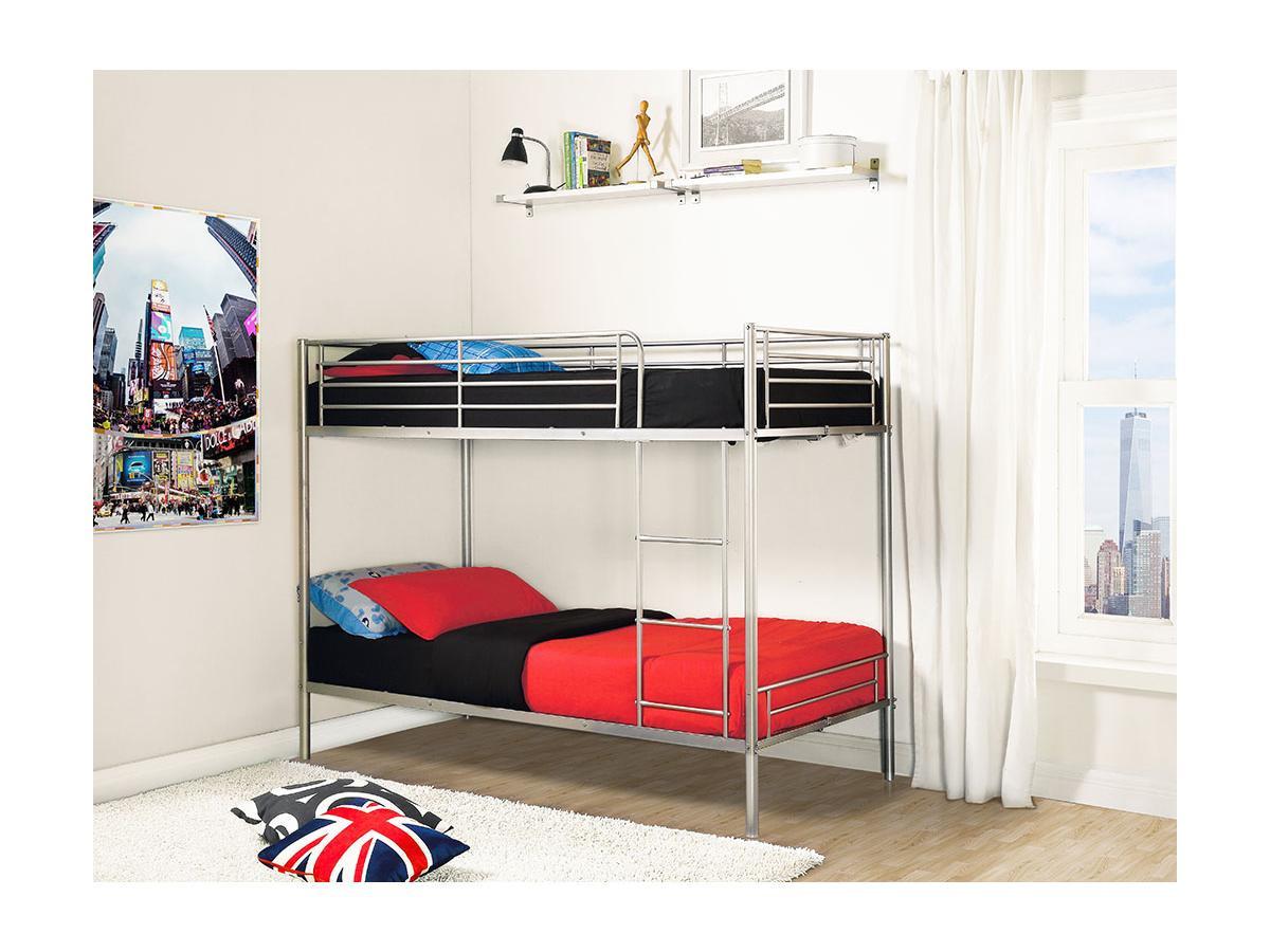 Vente-unique Etagenbett + Matratze 2Silberfarben DUOTIS II  