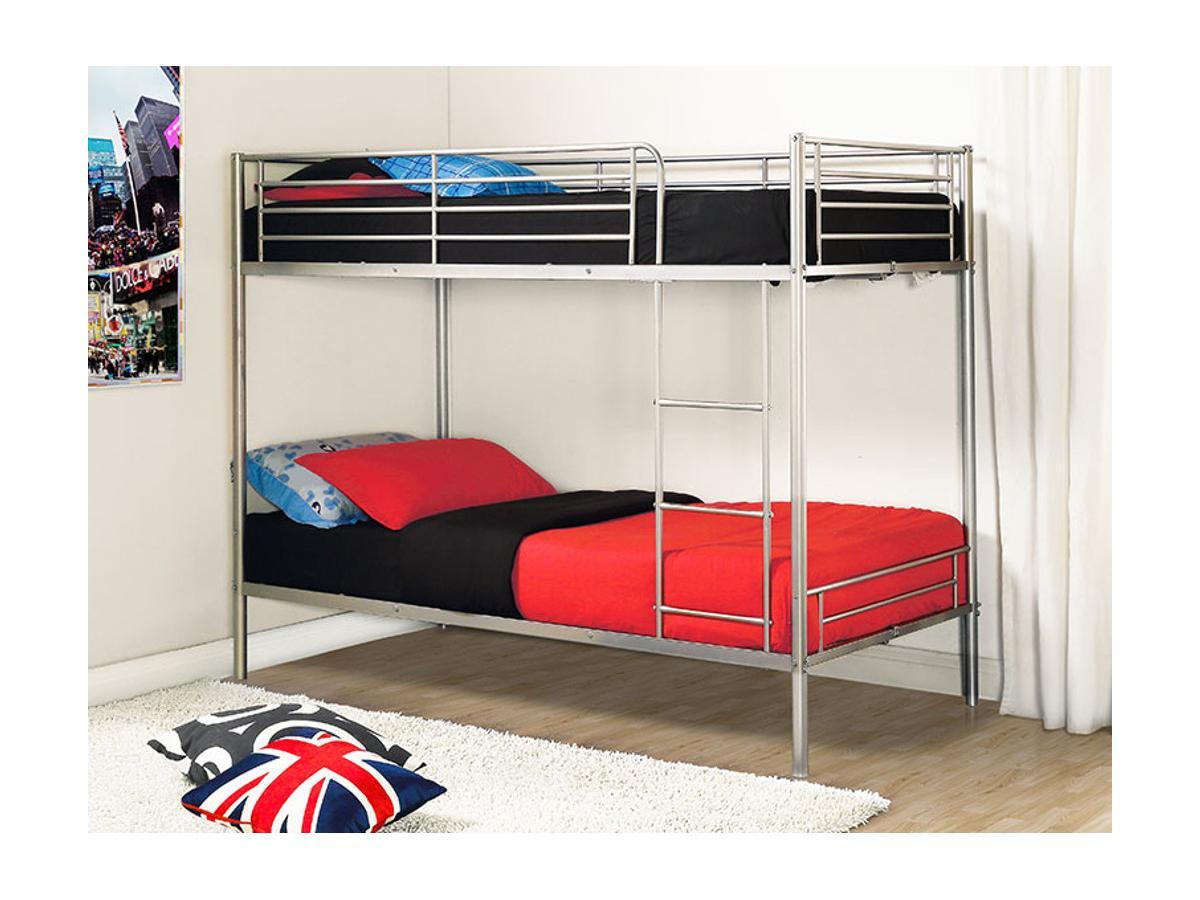 Vente-unique Etagenbett + Matratze 2Silberfarben DUOTIS II  