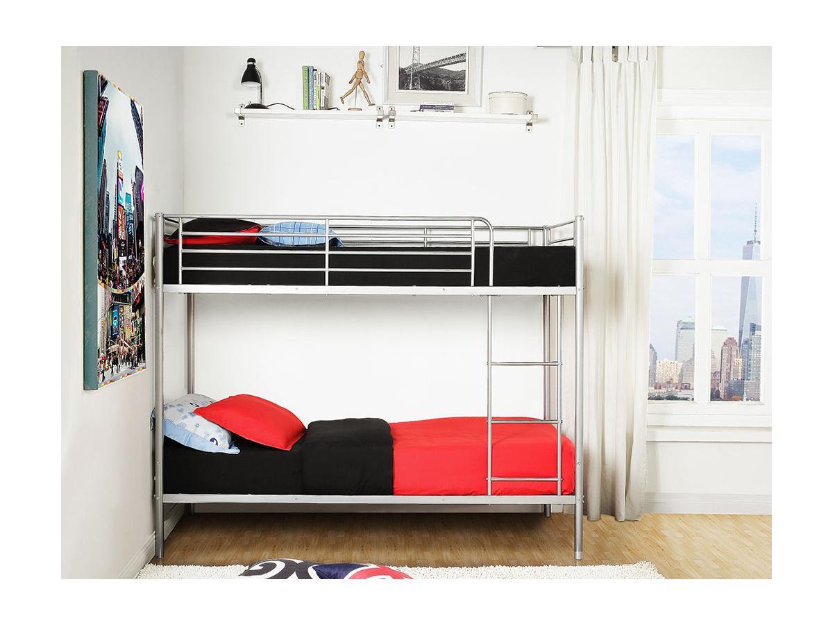 Vente-unique Etagenbett + Matratze 2Silberfarben DUOTIS II  