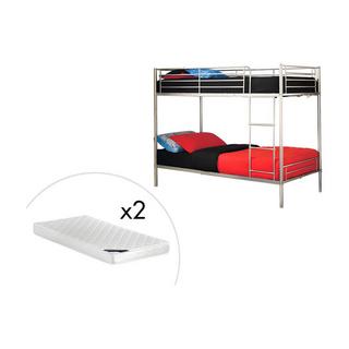Vente-unique Etagenbett + Matratze 2Silberfarben DUOTIS II  