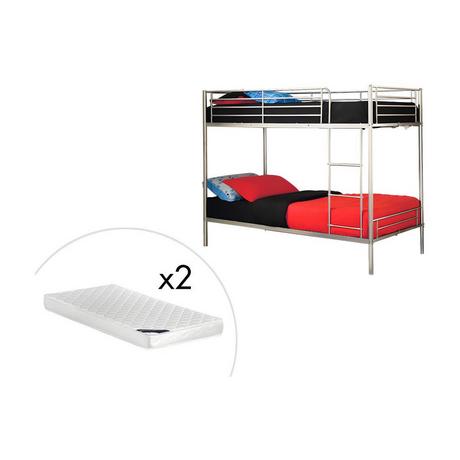 Vente-unique Etagenbett + Matratze 2Silberfarben DUOTIS II  
