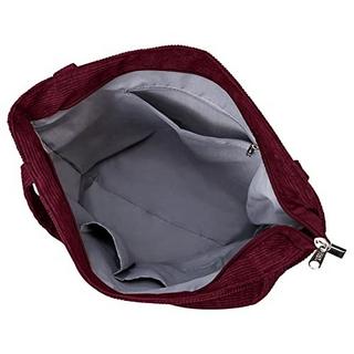 Only-bags.store Borsa a Tracolla in Velluto a Coste con Cerniera Grande Shopper Borsa a Mano  