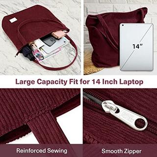 Only-bags.store Borsa a Tracolla in Velluto a Coste con Cerniera Grande Shopper Borsa a Mano  