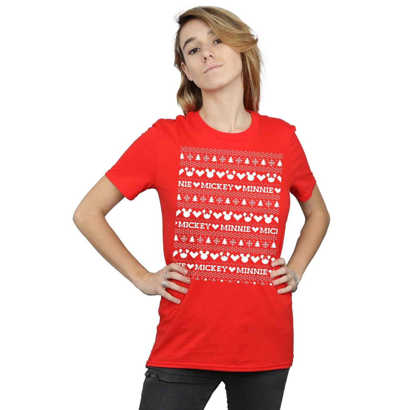 Disney  Mickey And Minnie Christmas Fair Isle TShirt 