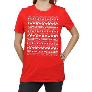 Disney  Mickey And Minnie Christmas Fair Isle TShirt 