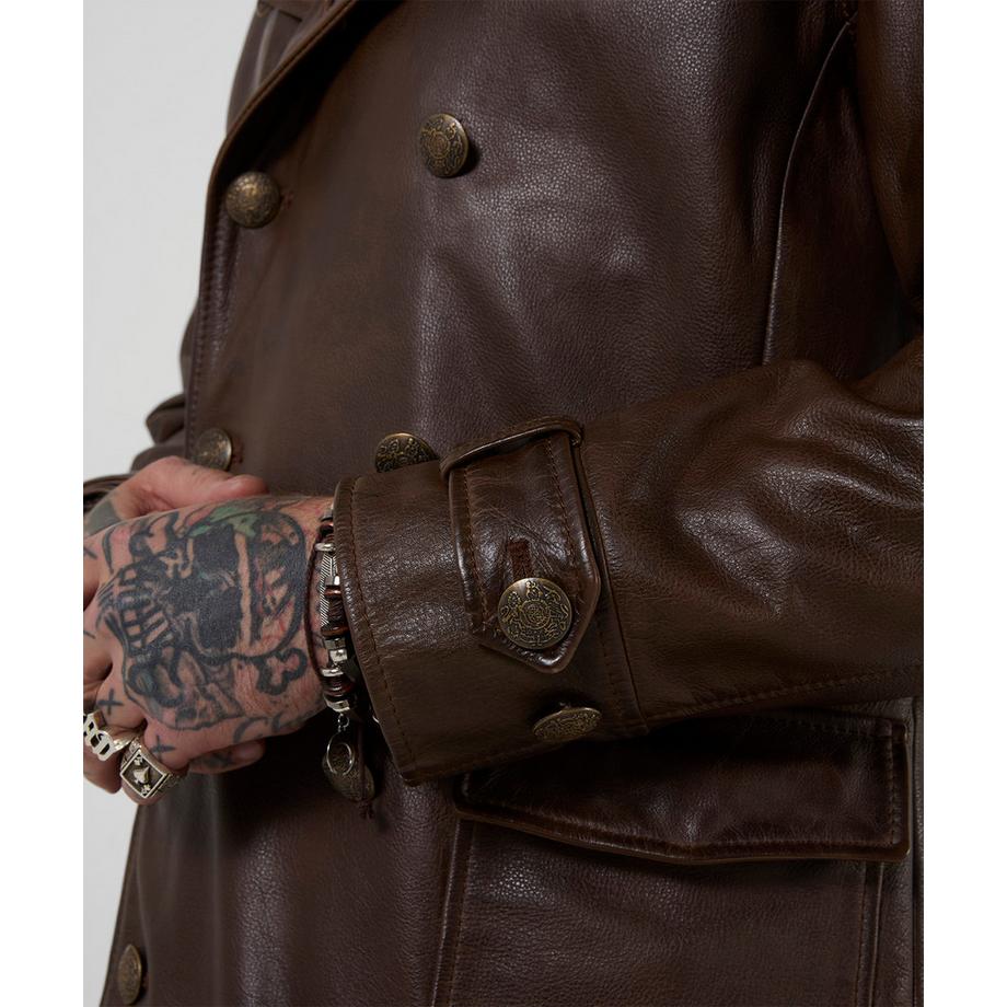 Joe Browns Langer Military-Ledermantel  
