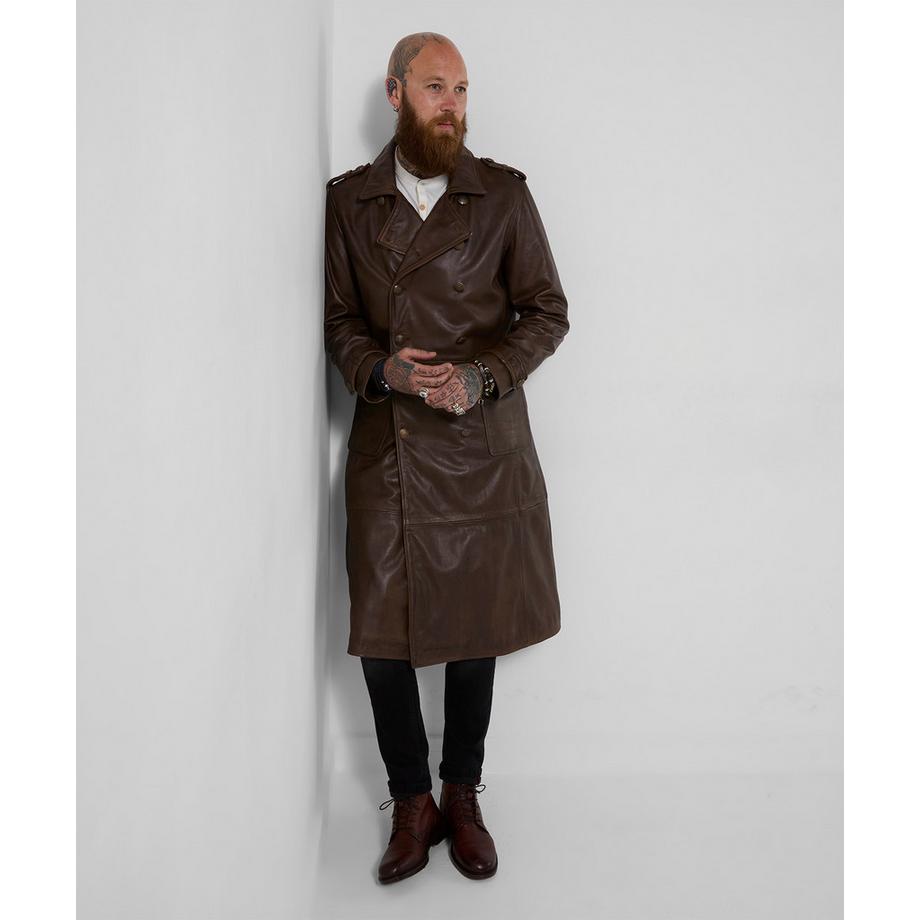 Joe Browns Langer Military-Ledermantel  