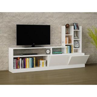 Vente-unique Mur TV avec rangements - Coloris : Blanc - FIDANA  