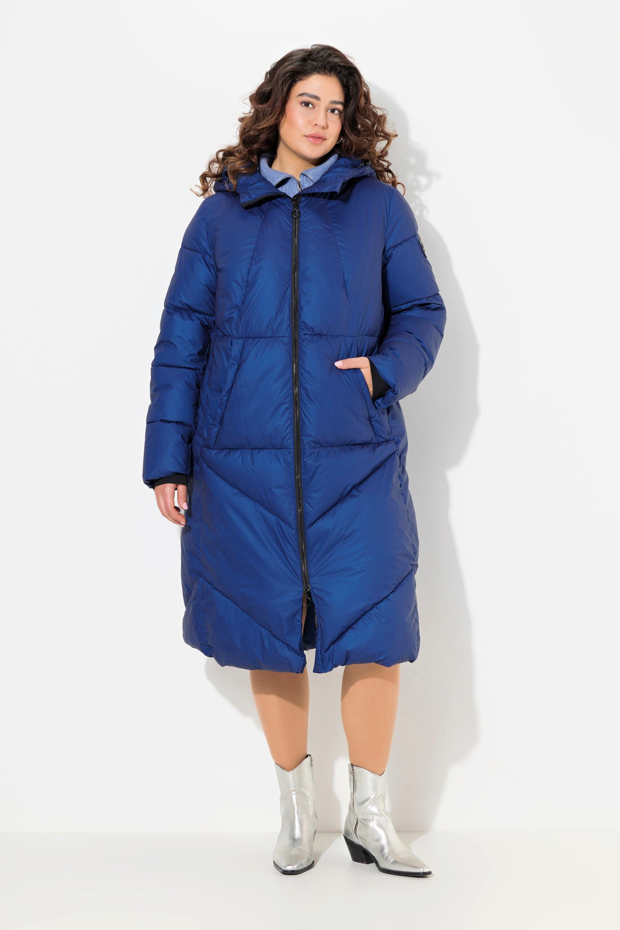 Ulla Popken Cappotto trapuntato Taglio svasato Cappuccio Cordino  