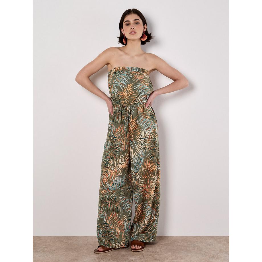 APRICOT Jumpsuit mit weitem Bein und Blattmuster  