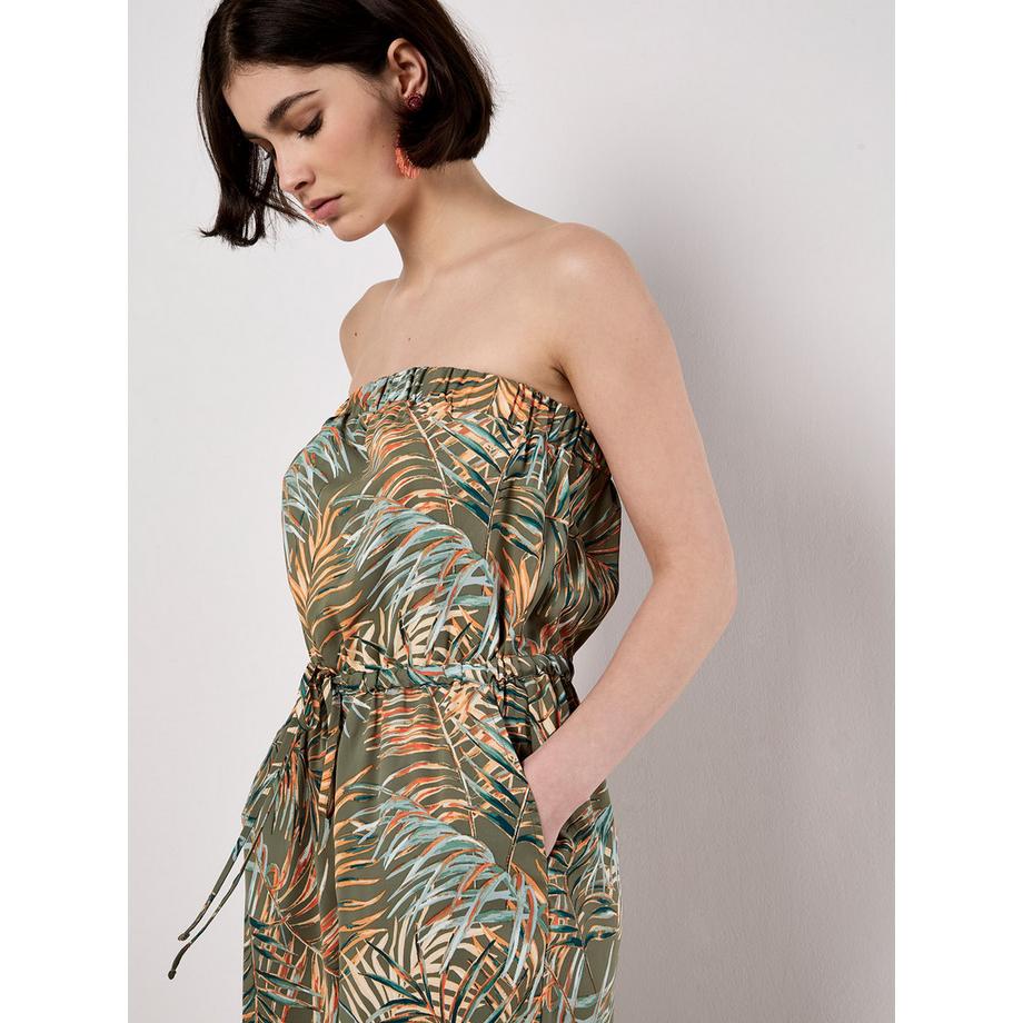 APRICOT Jumpsuit mit weitem Bein und Blattmuster  