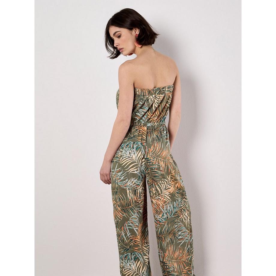 APRICOT Jumpsuit mit weitem Bein und Blattmuster  