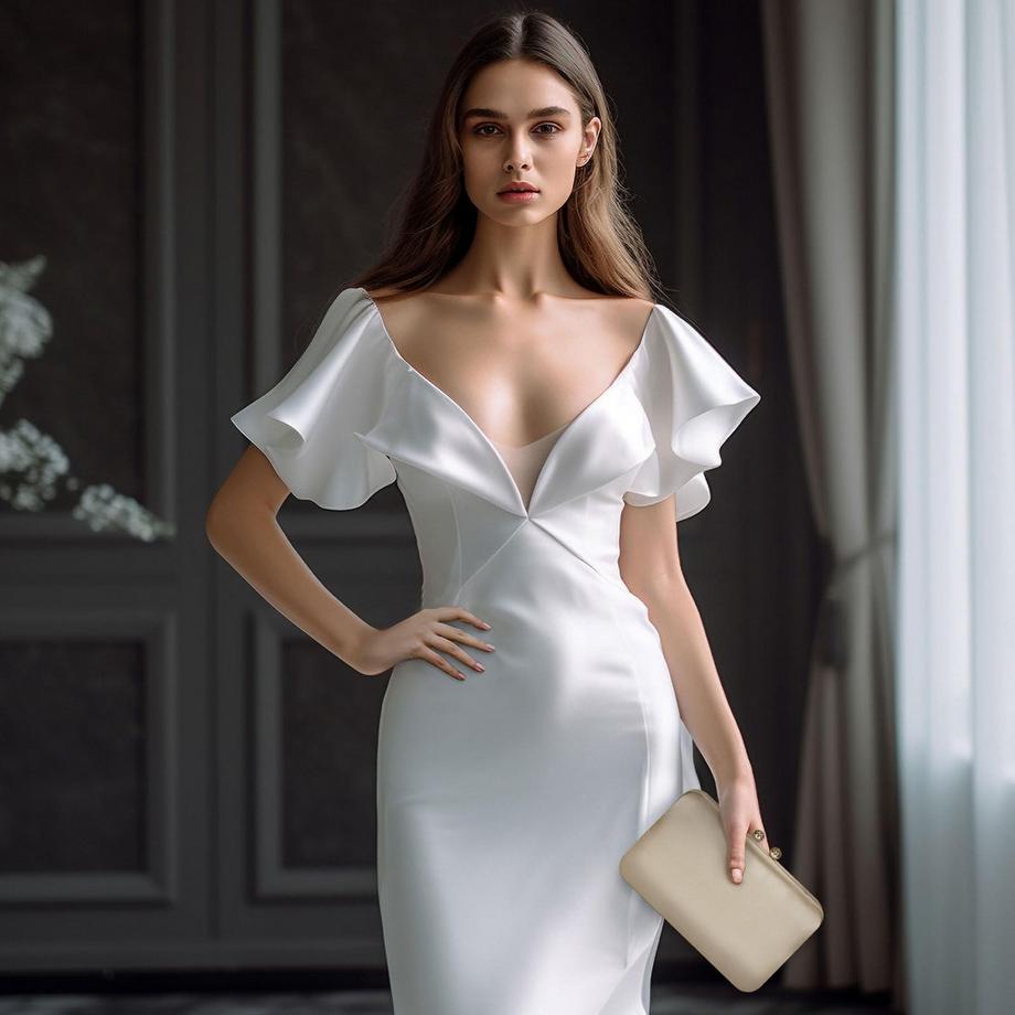 Only-bags.store Élégante Pochette de Soirée en Satin Sac à Main Vintage Sac à Bandoulière Soyeux Rétro  