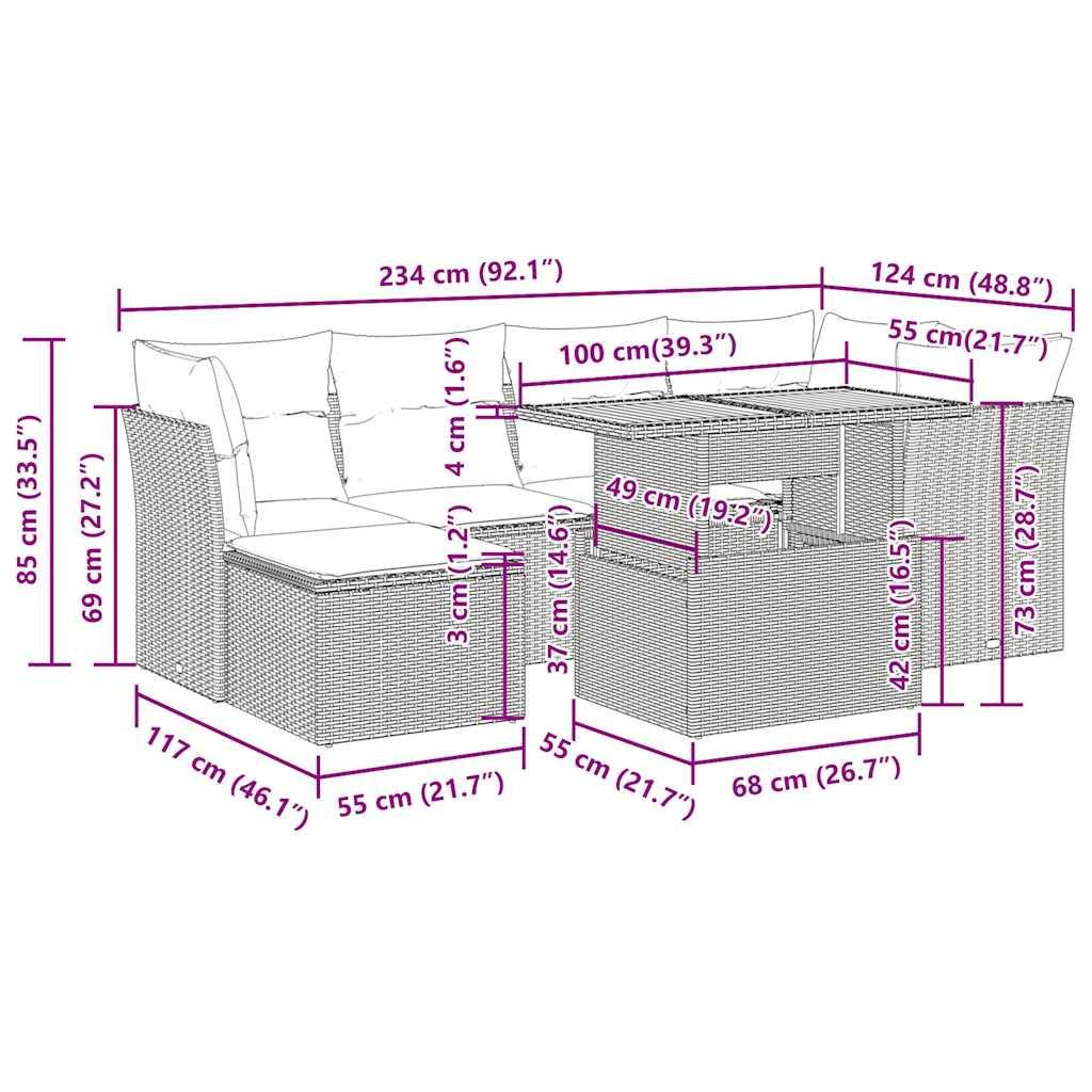 VidaXL Ensemble de canapés de jardin rotin synthétique  