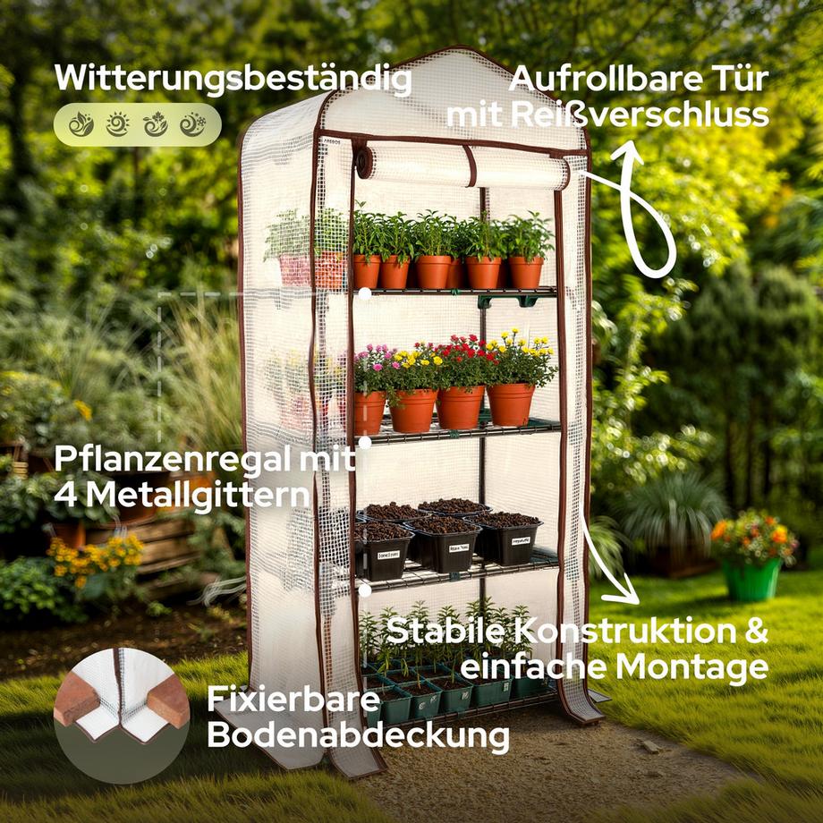 Arebos Serre en film plastique à 4 étages,Serre précoce 70 x 50 x 158cm  