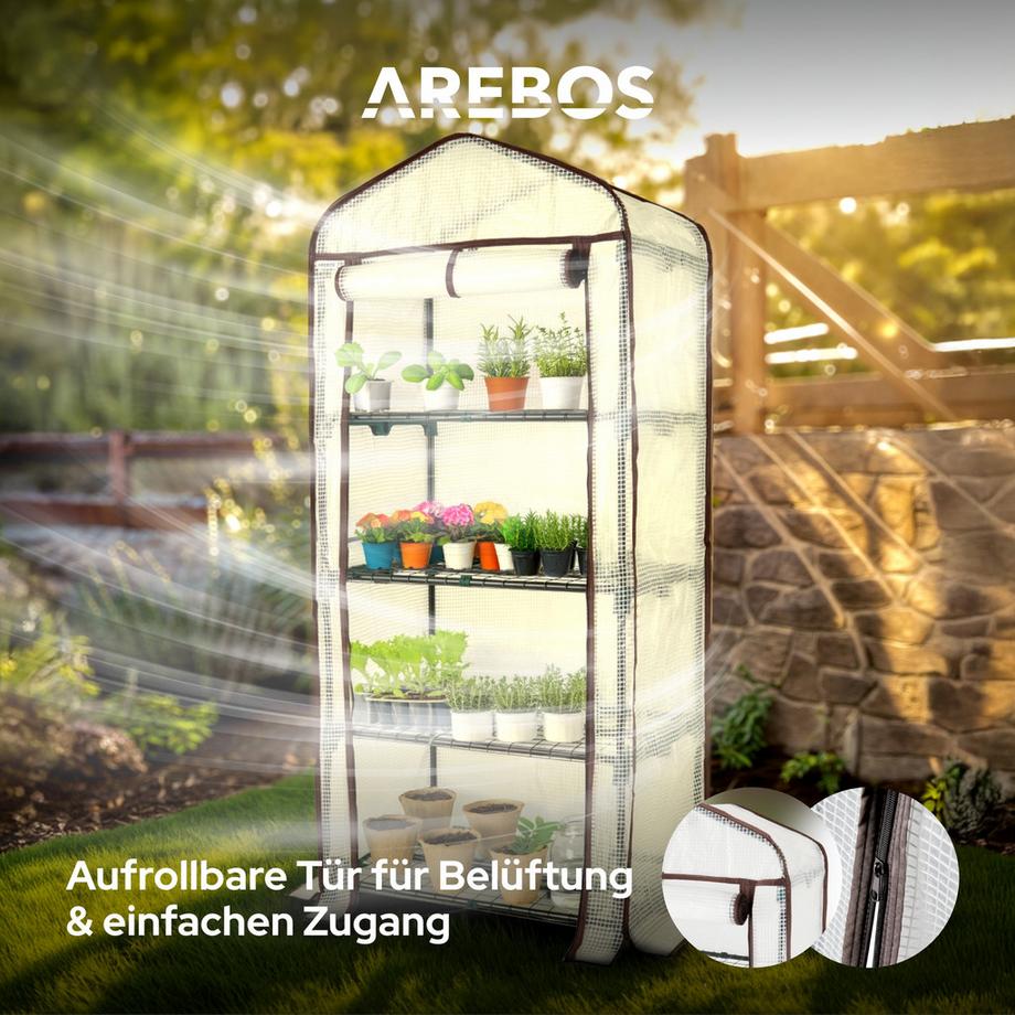 Arebos Serre en film plastique à 4 étages,Serre précoce 70 x 50 x 158cm  