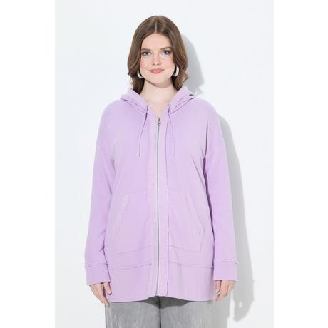 Ulla Popken Giacchetta con orli non rifiniti cappuccio maniche lunghe  