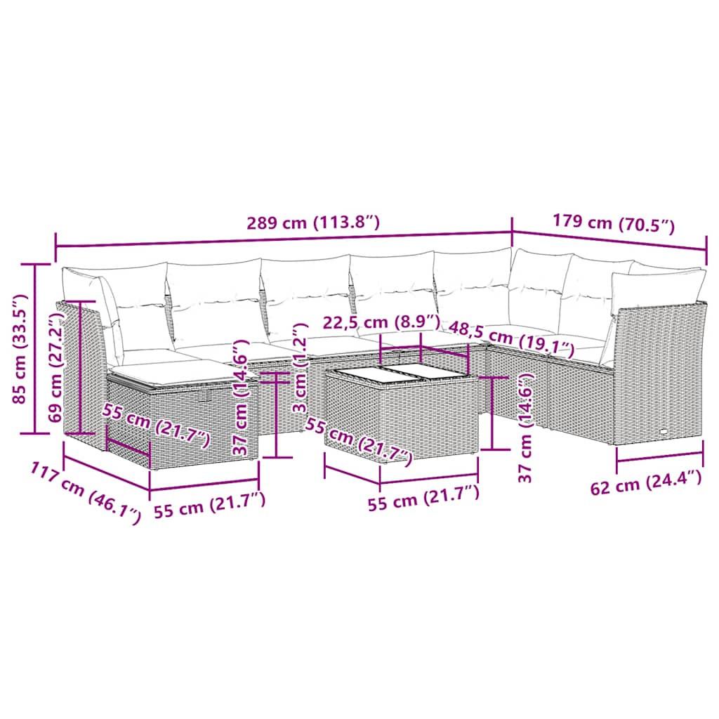 VidaXL Gartensofa set poly-rattan  