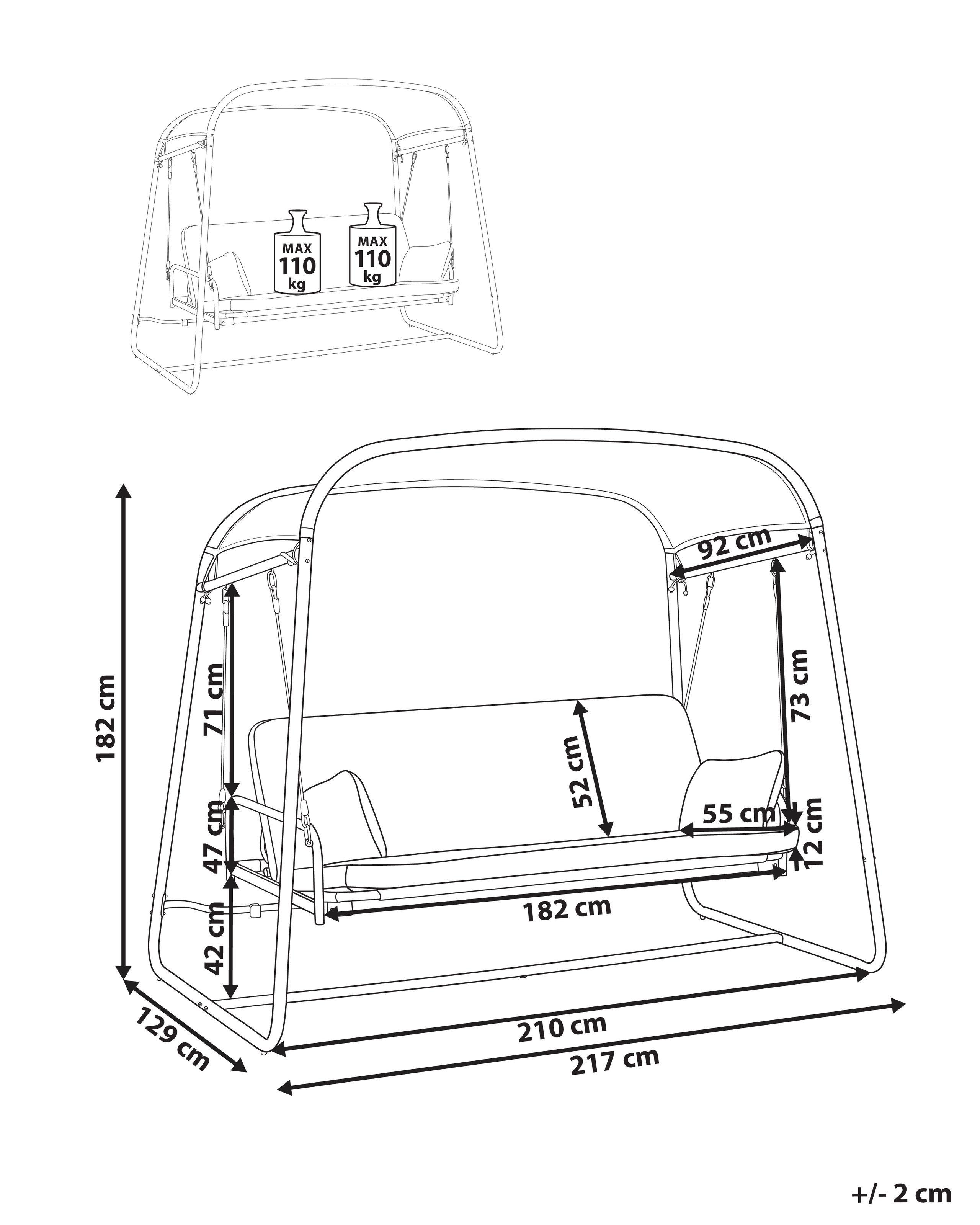 Beliani Balancelle de jardin en Acier Méditerranéen MARSCIANO  