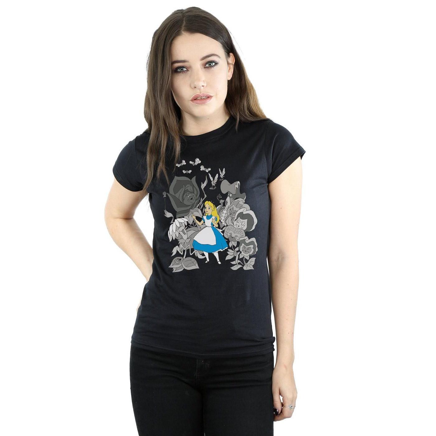 Alice in Wonderland Alice im Wunderland Blumen Print T-Shirt  