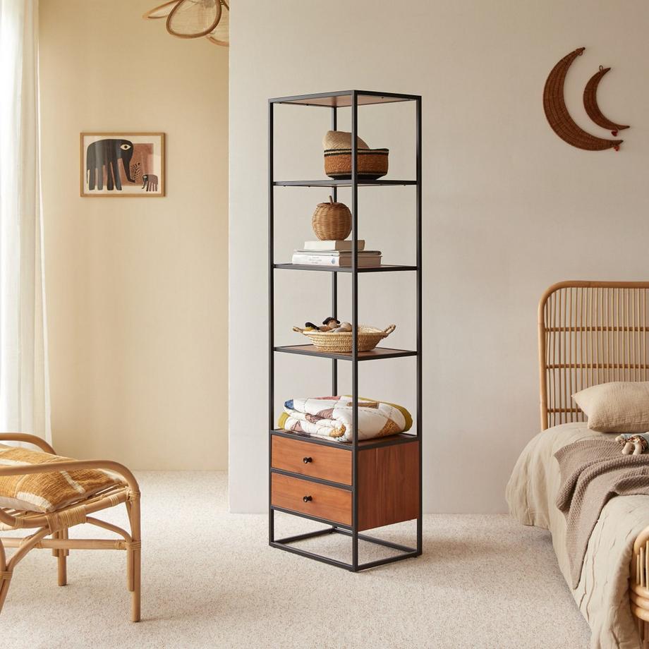 Tikamoon  Colonne enfant en acacia massif et métal Agra 