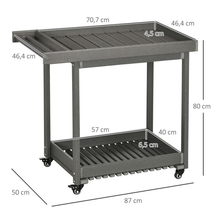 Northio Servierwagen Barbecue Trolley Mit Handtuchhalter, Garten Rollwagen Mit 2 Regalen, Outdoor Multifunktionstisch, 87X50X80Cm  