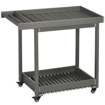 Servierwagen Barbecue Trolley Mit Handtuchhalter, Garten Rollwagen Mit 2 Regalen, Outdoor Multifunktionstisch, 87X50X80Cm