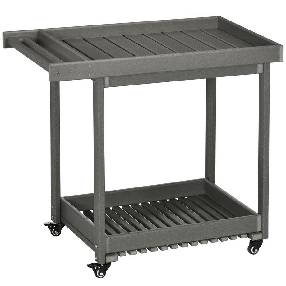 Northio Servierwagen Barbecue Trolley Mit Handtuchhalter, Garten Rollwagen Mit 2 Regalen, Outdoor Multifunktionstisch, 87X50X80Cm  