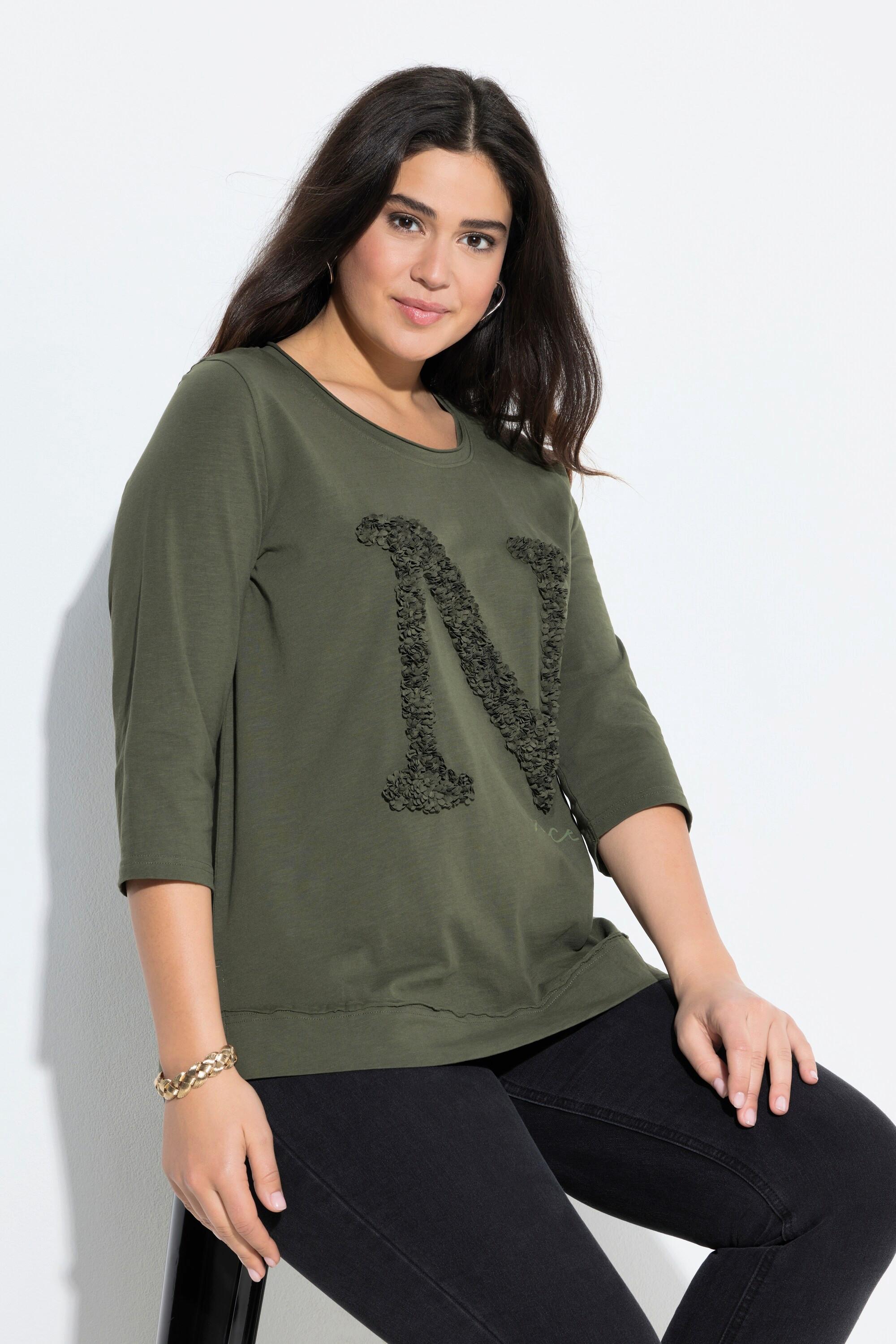 Ulla Popken Nice Classic Girocollo Maniche 3/4 Maglia  