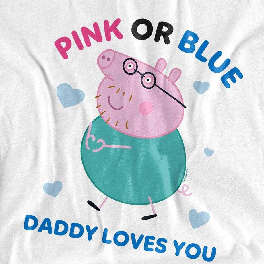 Peppa Pig Maglietta Pink Or Blue Daddy Pig Loves You  