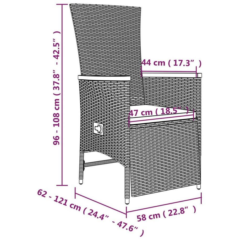 VidaXL Ensemble de salle à manger de jardin rotin synthétique  