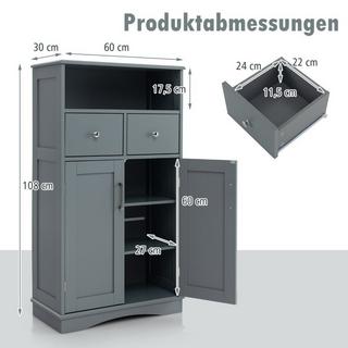 B2X Badezimmerschrank mit 2 Schubladen & 2 Türen & Verstellbare Regalebene Beistellschrank  