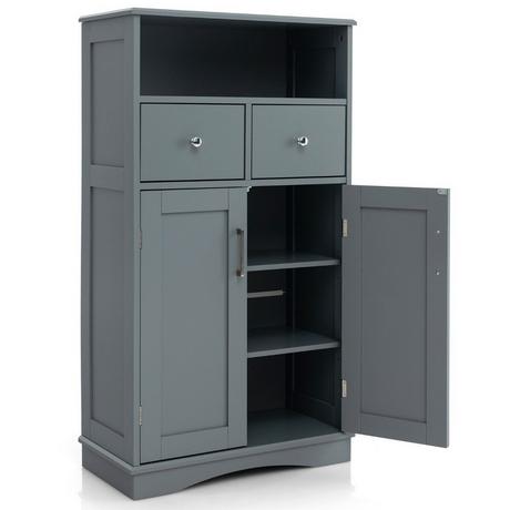 B2X Badezimmerschrank mit 2 Schubladen & 2 Türen & Verstellbare Regalebene Beistellschrank  