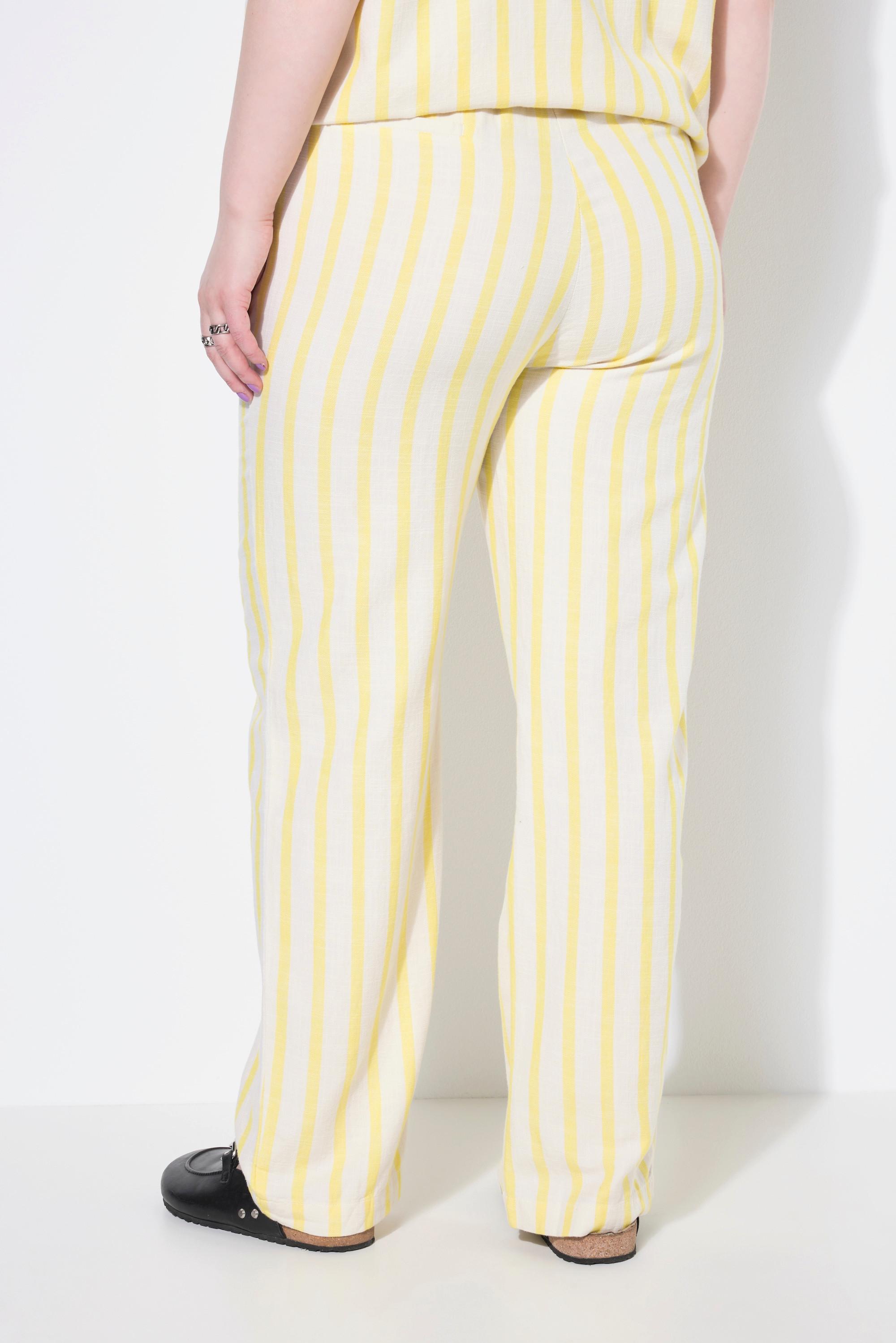 Studio Untold Pantalon Large Taille Haute Rayé Aspect Lin  