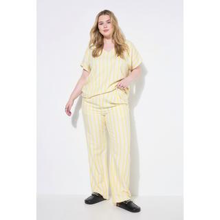 Studio Untold Pantalon Large Taille Haute Rayé Aspect Lin  