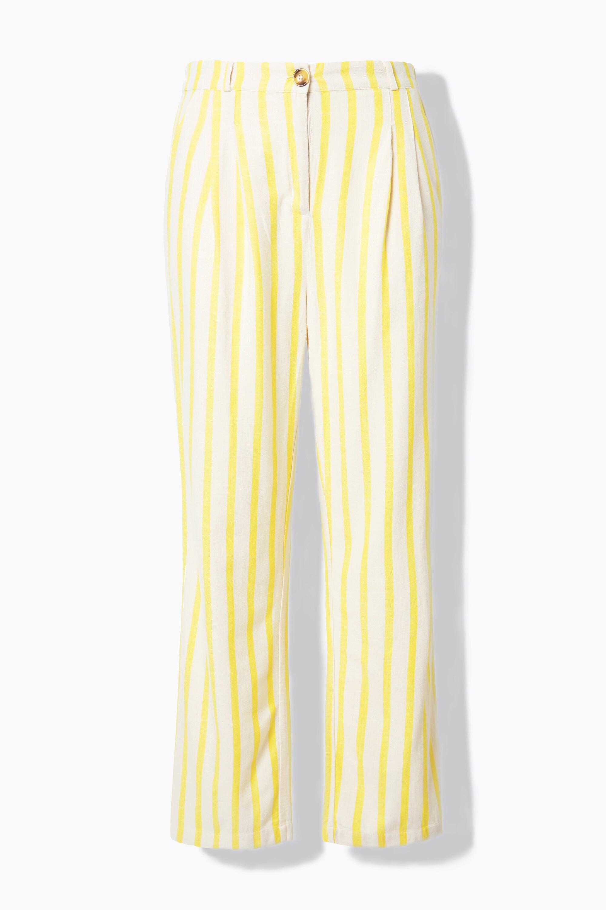 Studio Untold Pantalon Large Taille Haute Rayé Aspect Lin  