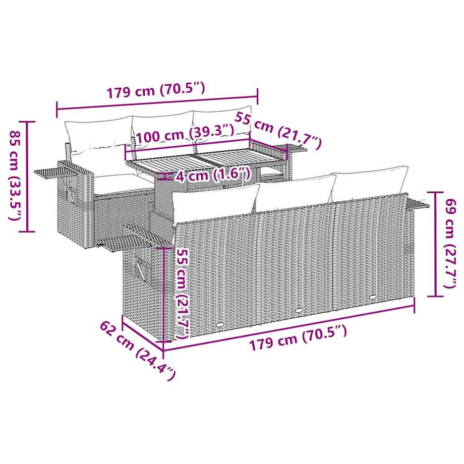 VidaXL Ensemble de canapés de jardin rotin synthétique  