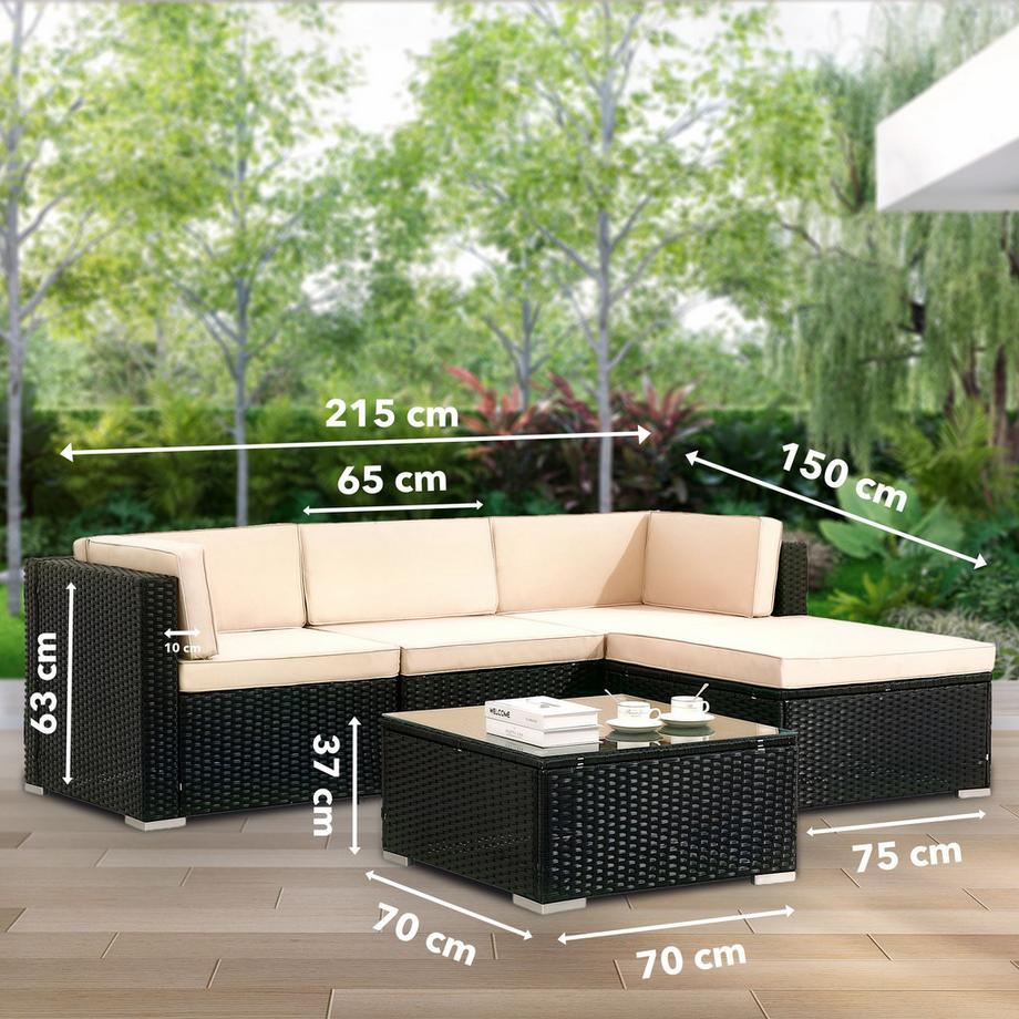 Arebos Mobilier de jardin polyrotin Ensemble d'extérieur Ensemble salon lounge  