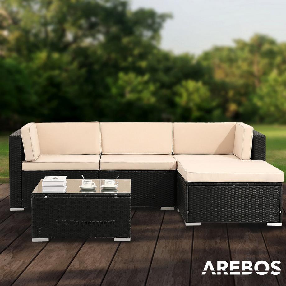 Arebos Mobilier de jardin polyrotin Ensemble d'extérieur Ensemble salon lounge  