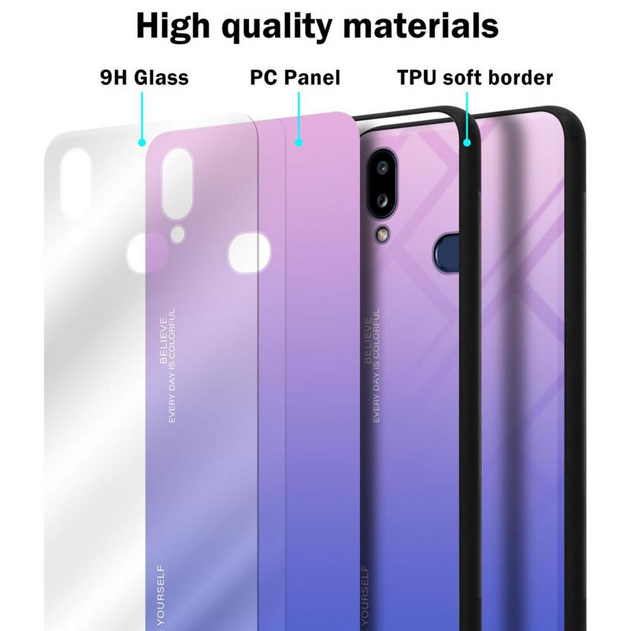 Cadorabo  Housse compatible avec Samsung Galaxy A10s / M01s - Coque de protection bicolore en silicone TPU et dos en verre trempé 