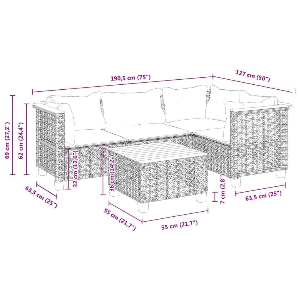 VidaXL set divano da giardino Polirattan  